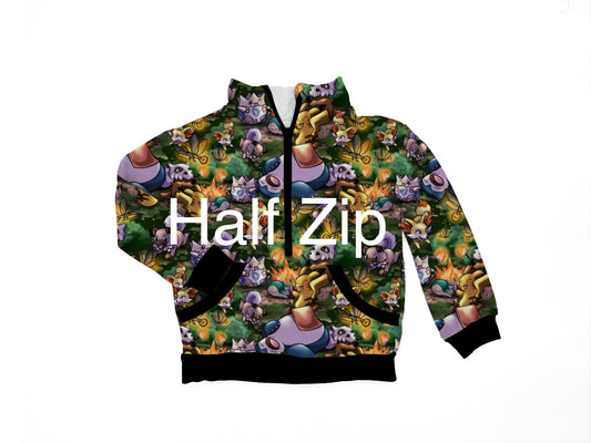 Adult Half Zip: Camping Pocket Pals *SHIPS AUGUST*