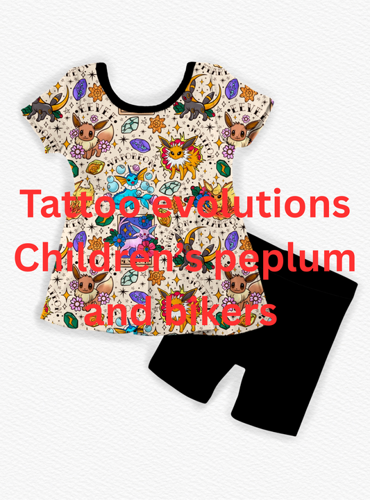 PLAY Short sleeve peplum / bikers: Tattoo Evolution *SHIPS JULY*