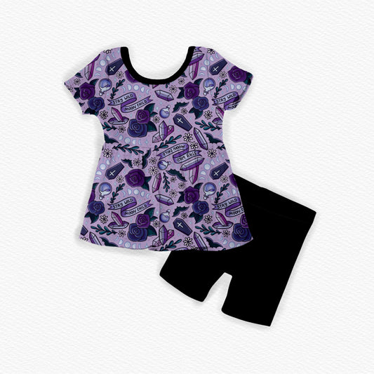 RTS PLAY Short sleeve peplum / bikers: Moon Child