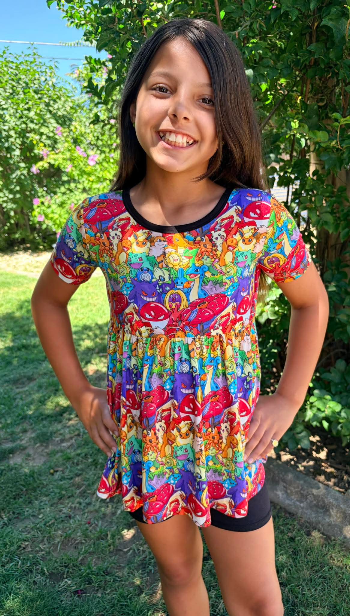 RTS PLAY Short sleeve peplum / bikers: Rainbow Pok