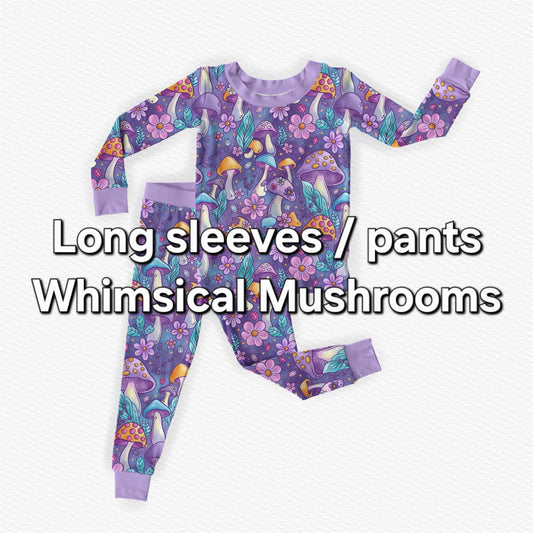 RTS Long sleeve / pants: Whimsical Mushrooms
